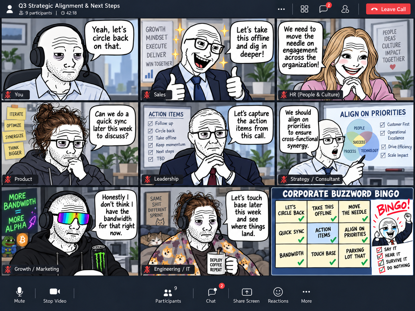 Corporate meeting full of buzzwords